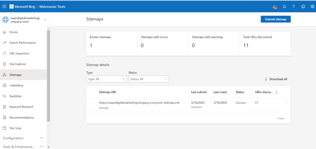 bing webmaster url indexer